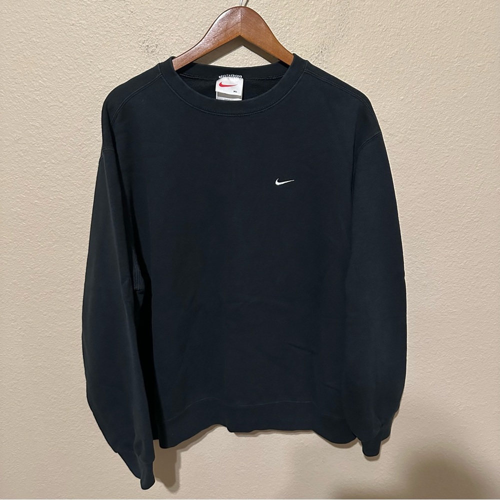 Nike Y2K White Tag Black Small Swoosh Sweatshirt
